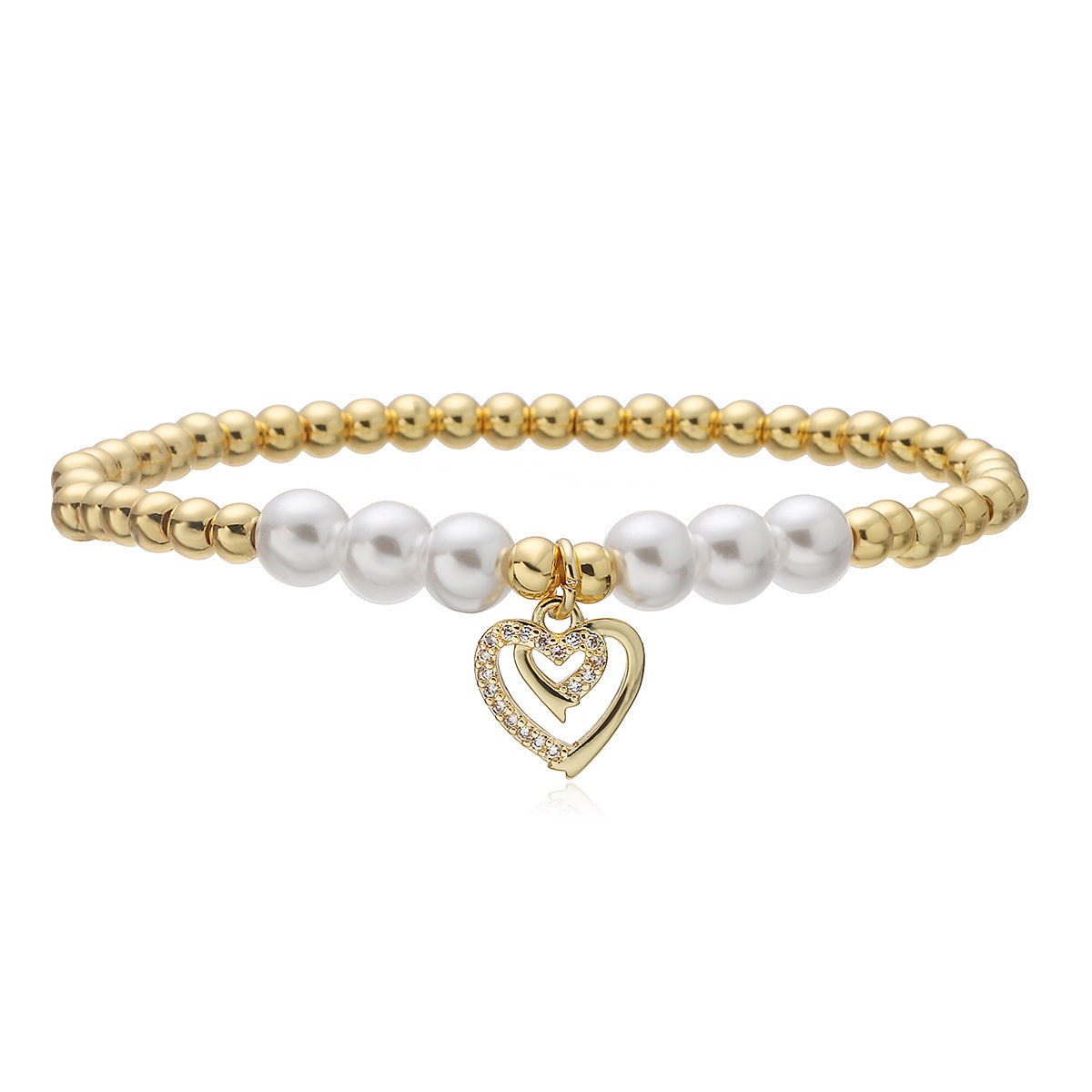18K Gold Plated Brass Heart Pendant with Cubic Zirconia for Women