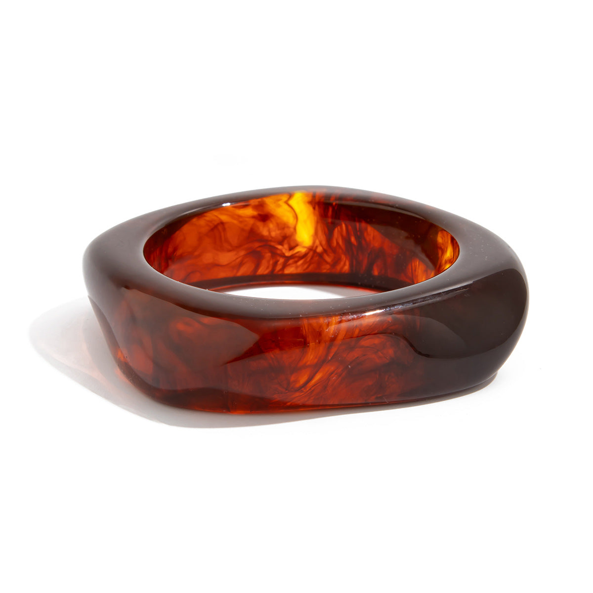 Bold Geometric Retro Caramel-Tone Alloy Bracelet with Plated Finish for Women