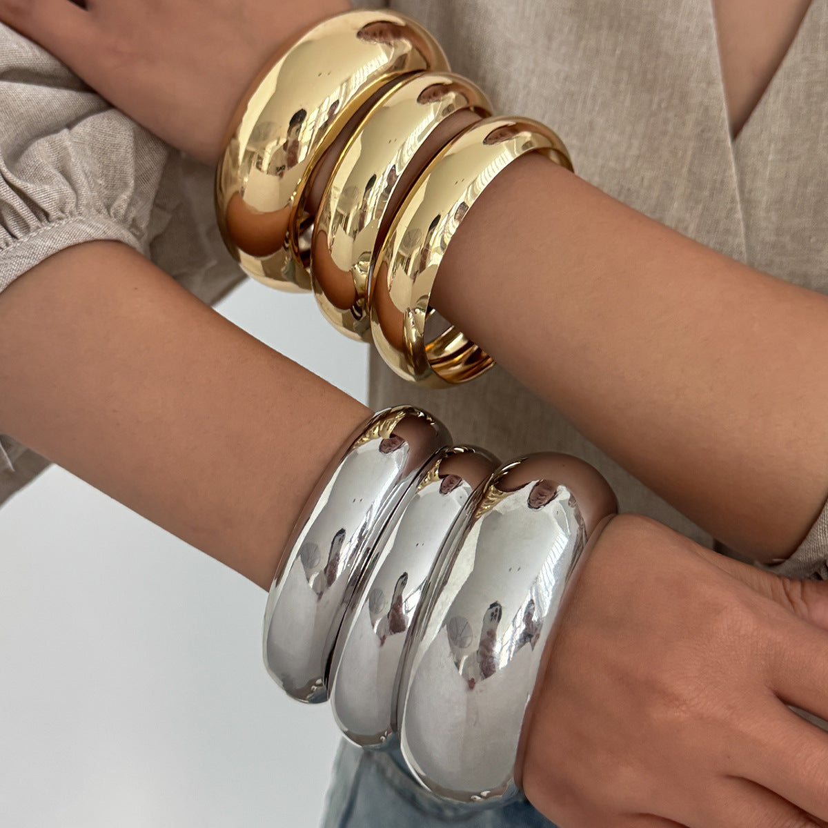 Minimalist Geometric Plated Iron Cuff Bracelet Set
