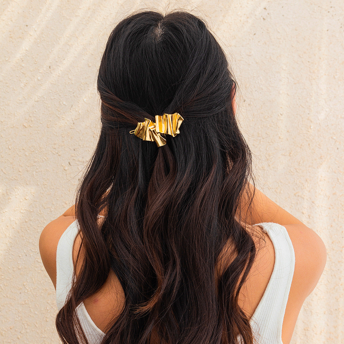 Minimalist Plated Alloy Geometric Folded Hair Clip for Women