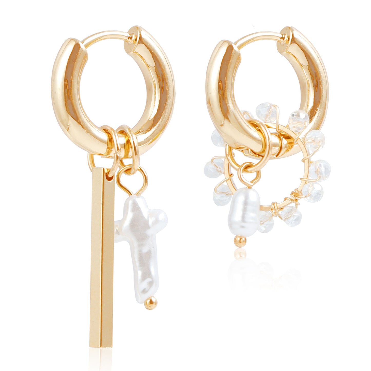 Geometric Woven Crystal Hoop Earrings for Women with Plated Finish Minimalist Fashion Accessory