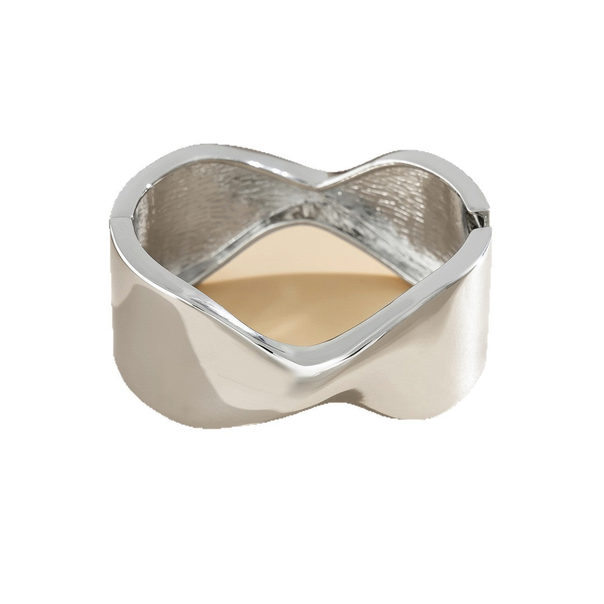 Fashion Minimalist Round Faux Pearl Plated Alloy Cuff Bracelet