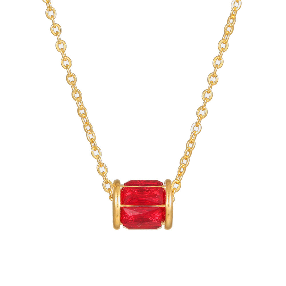 Minimalist Geometric Copper Plated Gold Diamonite Pendant Necklace with O-Chain for Women