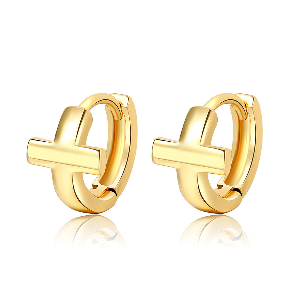 Minimalist Round Geometric Brass Plated Earrings