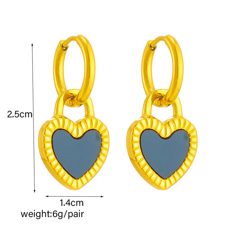 Minimalist Heart-Shaped Titanium Steel Plated Necklace and Earrings Set for Women with Delicate Clavicle Chain