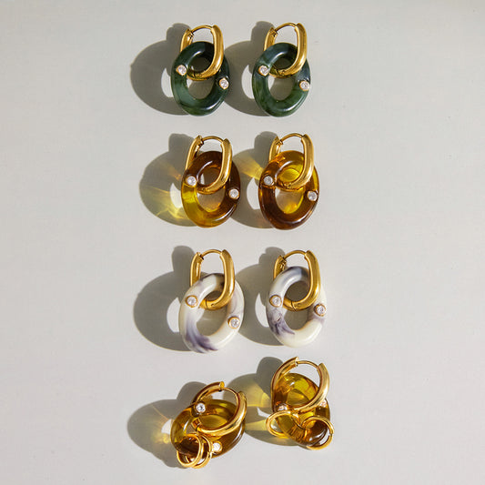 Pendientes de Aro Minimalistas Geométricos de Acero Inoxidable con Acabado Chapado para Mujer