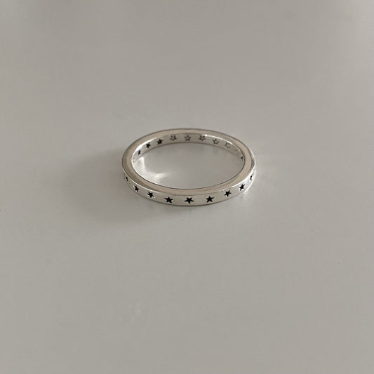 Anello minimalista in argento sterling 925 con stella, finitura vintage, aperto regolabile, gioielli da donna