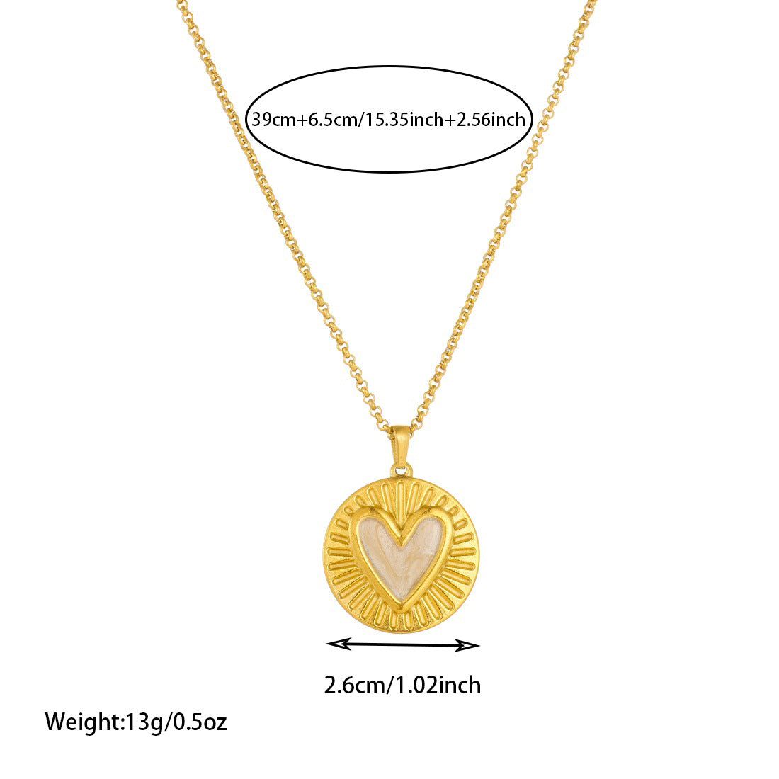 Gold Plated Drip Oil Heart Geometric Stainless Steel Pendant Box Chain Necklace for Women