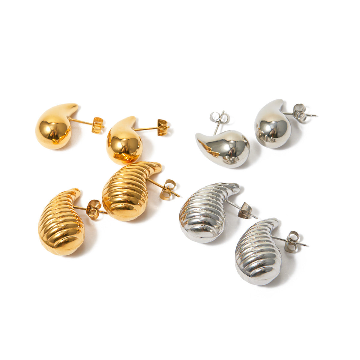 Orecchini a Goccia Irregolari in Acciaio Inossidabile Placcato Oro 18K Stile Vintage Esotico da Donna