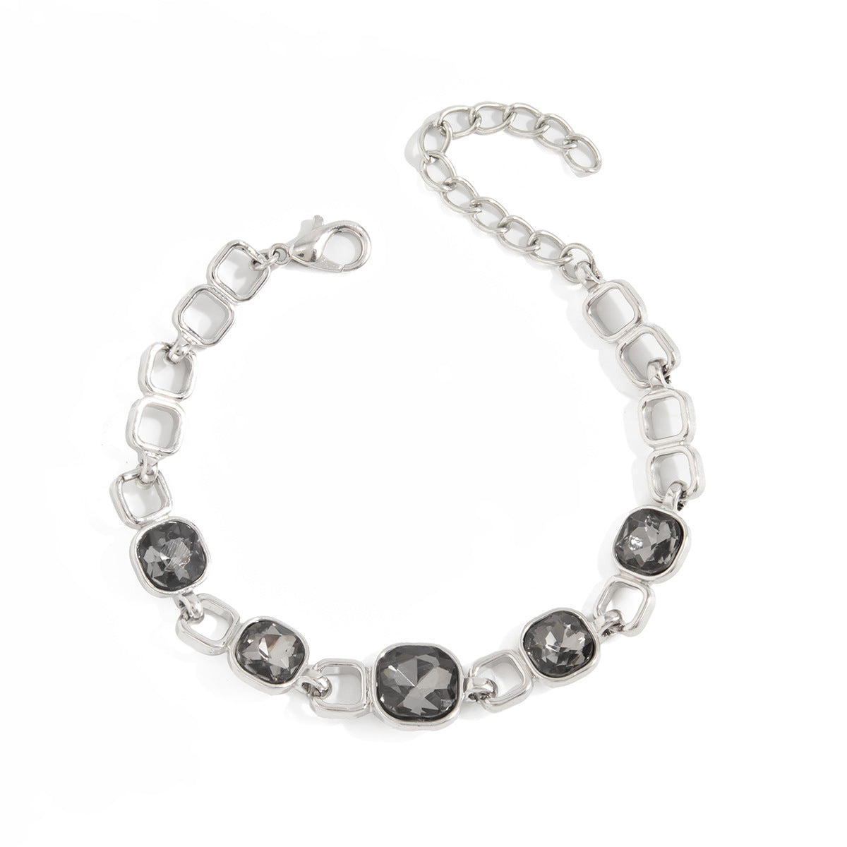 Sweet Geometric Square Acrylic Rhinestone Gemstone Plated Bracelet for Women