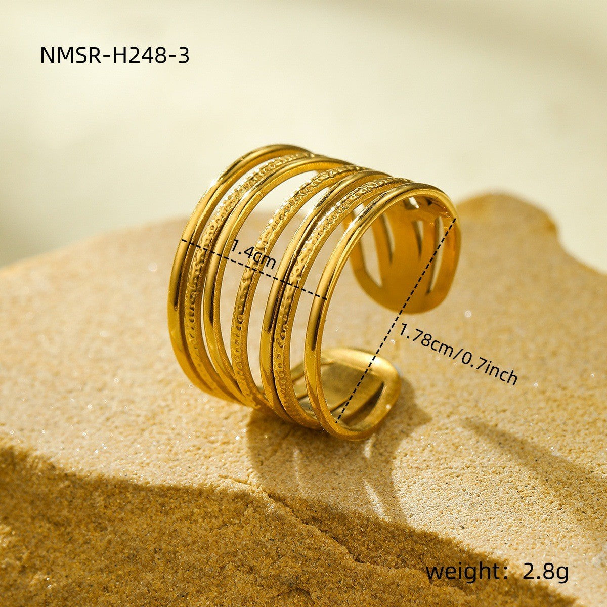 Anello aperto irregolare geometrico minimalista in acciaio inossidabile placcato oro 18 carati, gioielli di moda da donna