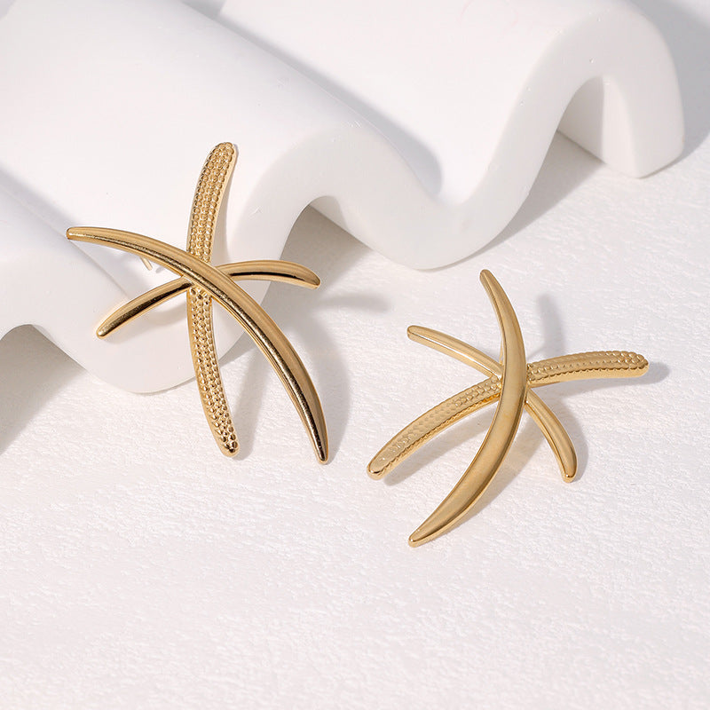 Minimalist Geometric Stainless Steel Stud Earrings with 18K Gold Plating for Women