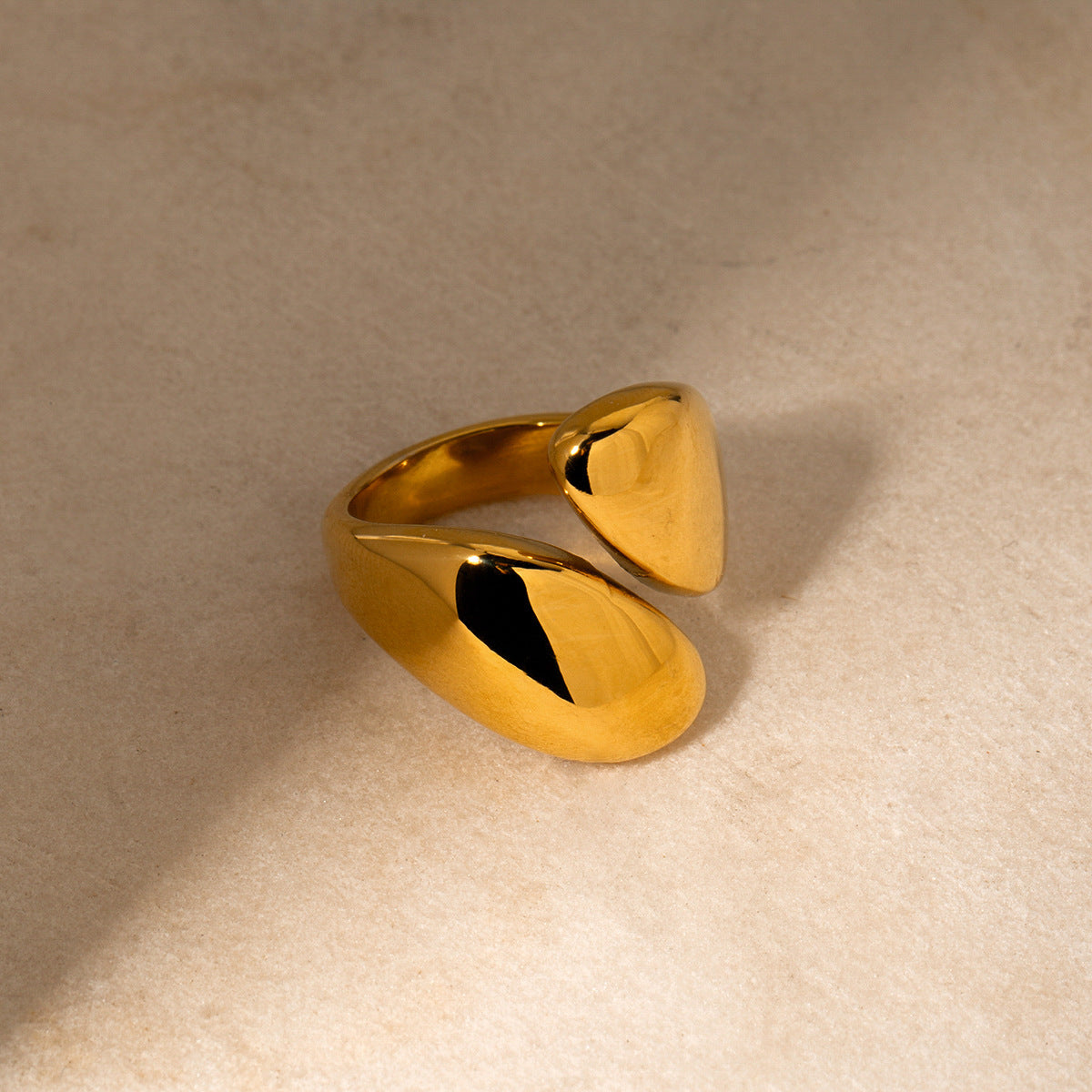 Anillo Abierto Asimétrico Geométrico Minimalista Chapado en Oro de 18K Acero Inoxidable Joyería de Moda para Mujer
