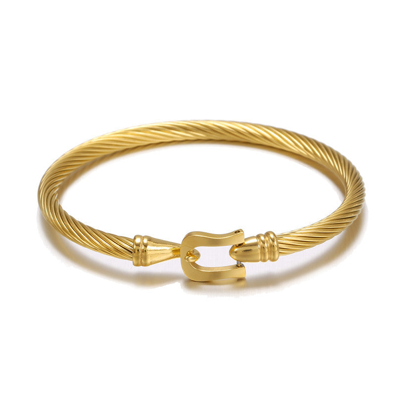 Vintage Geometric Square Plated Stainless Steel Bracelet for Men and Women