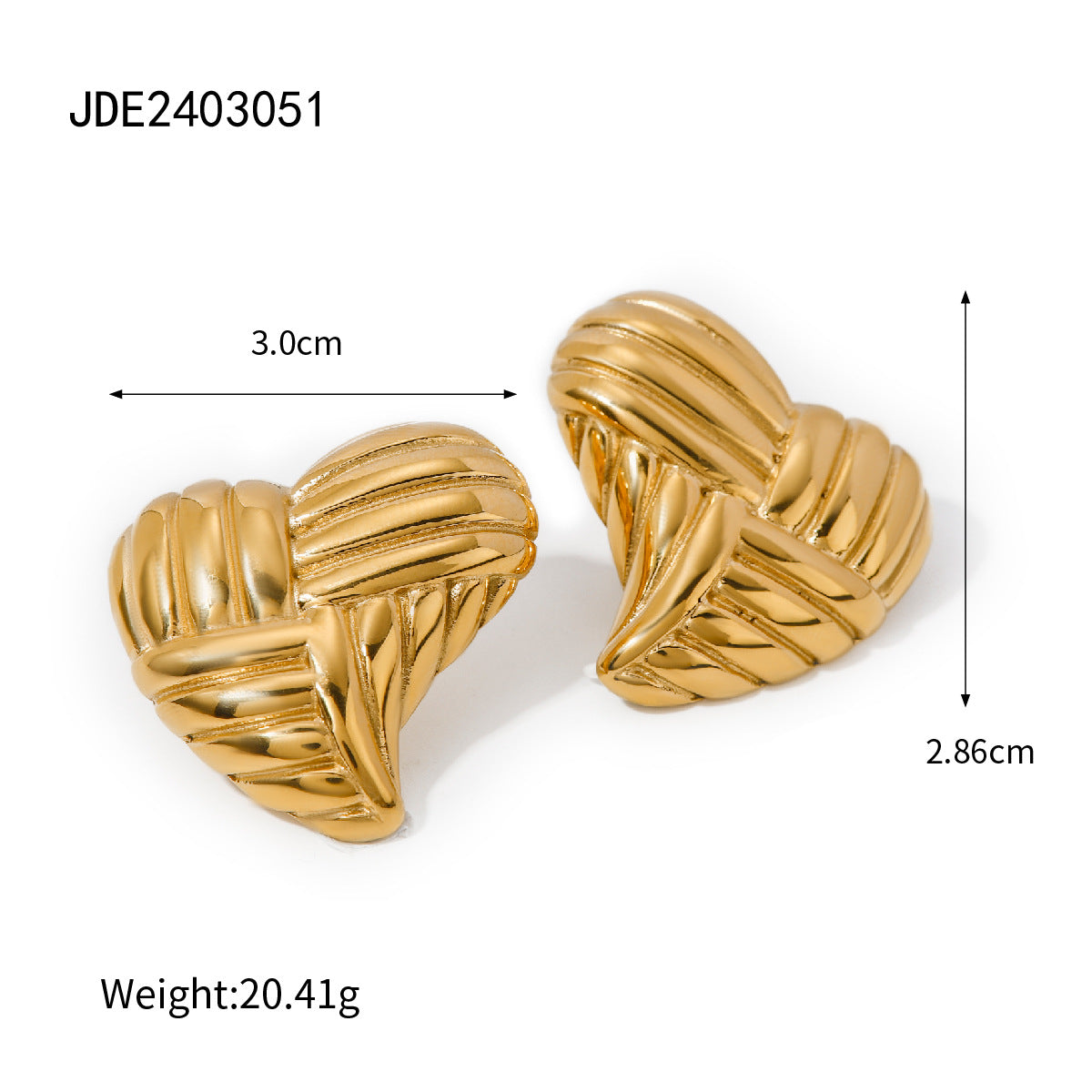 Orecchini Minimalisti a Cuore in Acciaio al Titanio con Placcatura in Oro 18K e Finitura in Acciaio Inox da Donna