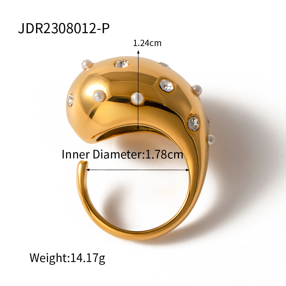 Anillo Abierto Geométrico de Moda Bañado en Oro de 18K Acero Inoxidable Joyería de Moda para Mujer