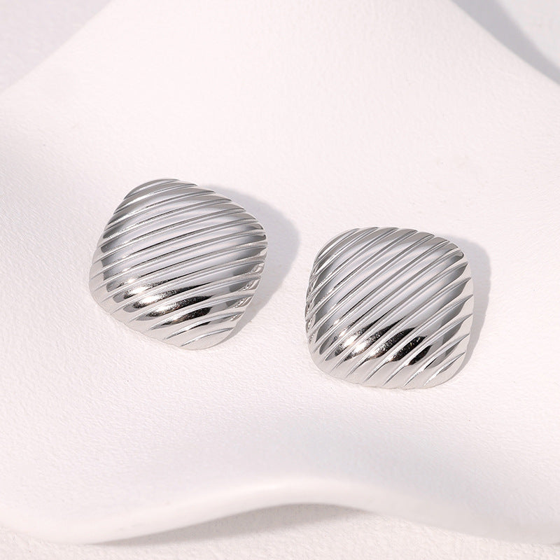 Orecchini a perno quadrati geometrici in acciaio inossidabile da donna con finitura placcata Design di moda minimalista di ispirazione francese