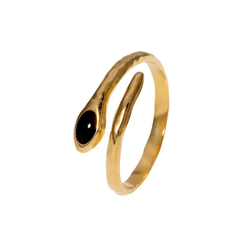 Personalized Snake Shaped Gold Plated Stainless Steel Ring for Women