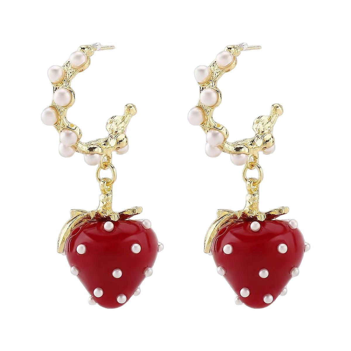 Orecchini Pendenti da Donna Animali, Vintage, Eleganti, Coccinella Rossa, Fragola, Strass, Olio a Goccia