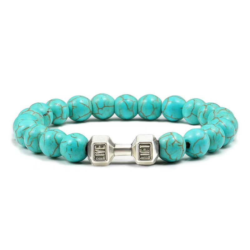 Fashion Matte Plated Alloy Beaded Bracelet Unisex Elastic Yoga Energy Bangle