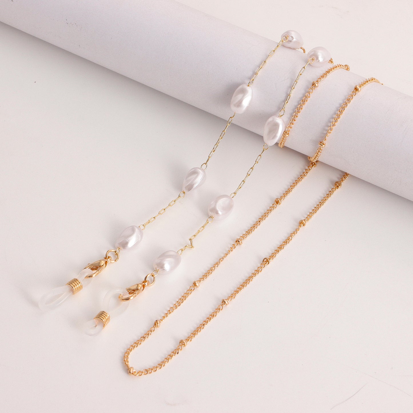 Evil Eye Imitation Pearl Alloy Mask Chain and Eyeglass Chain