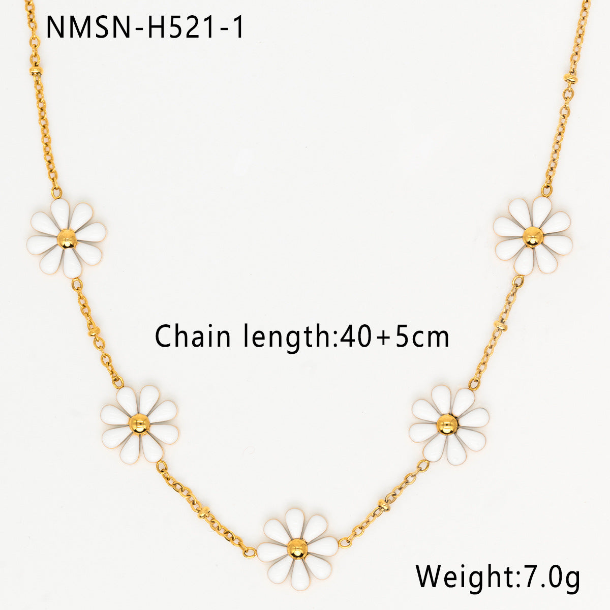 Fashion 18K Gold Plated Stainless Steel Geometric Daisy Enamel Pendant Necklace for Women