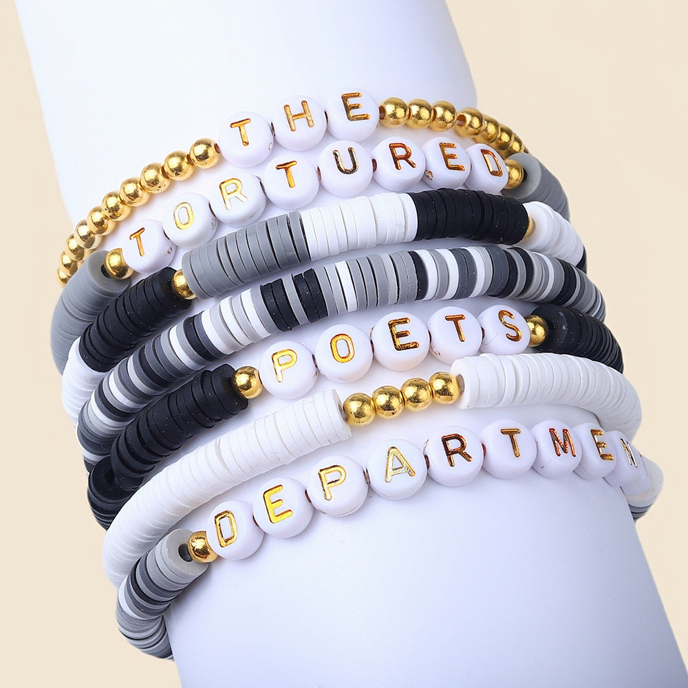 Casual Letter Resin Bracelet Set Unisex