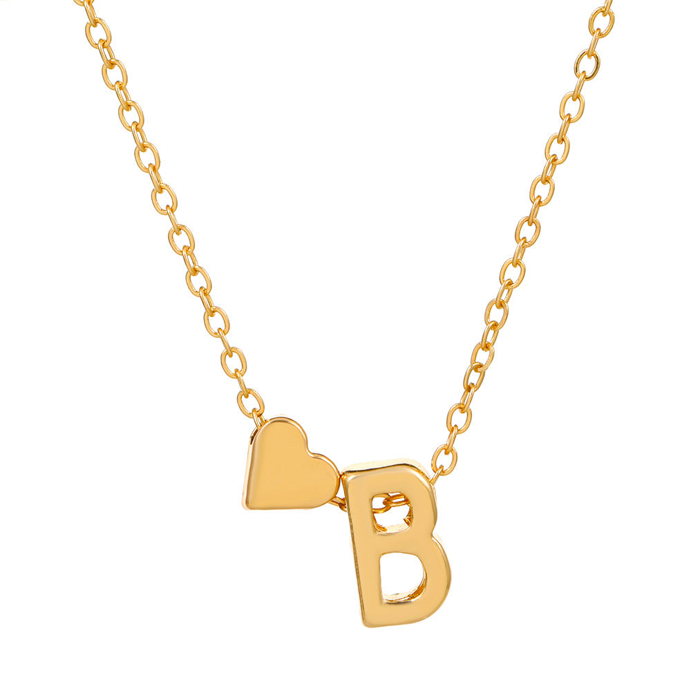 Sweet Heart Letter Alloy Plated Necklace Singapore Chain for Women