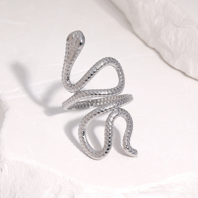 Minimalist Gold Plated Stainless Steel Snake Ring for Women