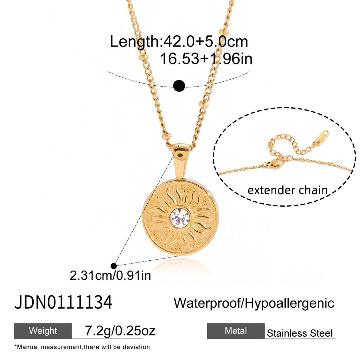 Minimalist 18K Gold Plated Geometric Star Moon Stainless Steel Necklace for Women