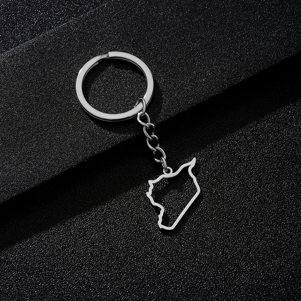 Llavero con Colgante de Letra de Acero Inoxidable Pulido de Estilo Étnico para Hombres y Mujeres