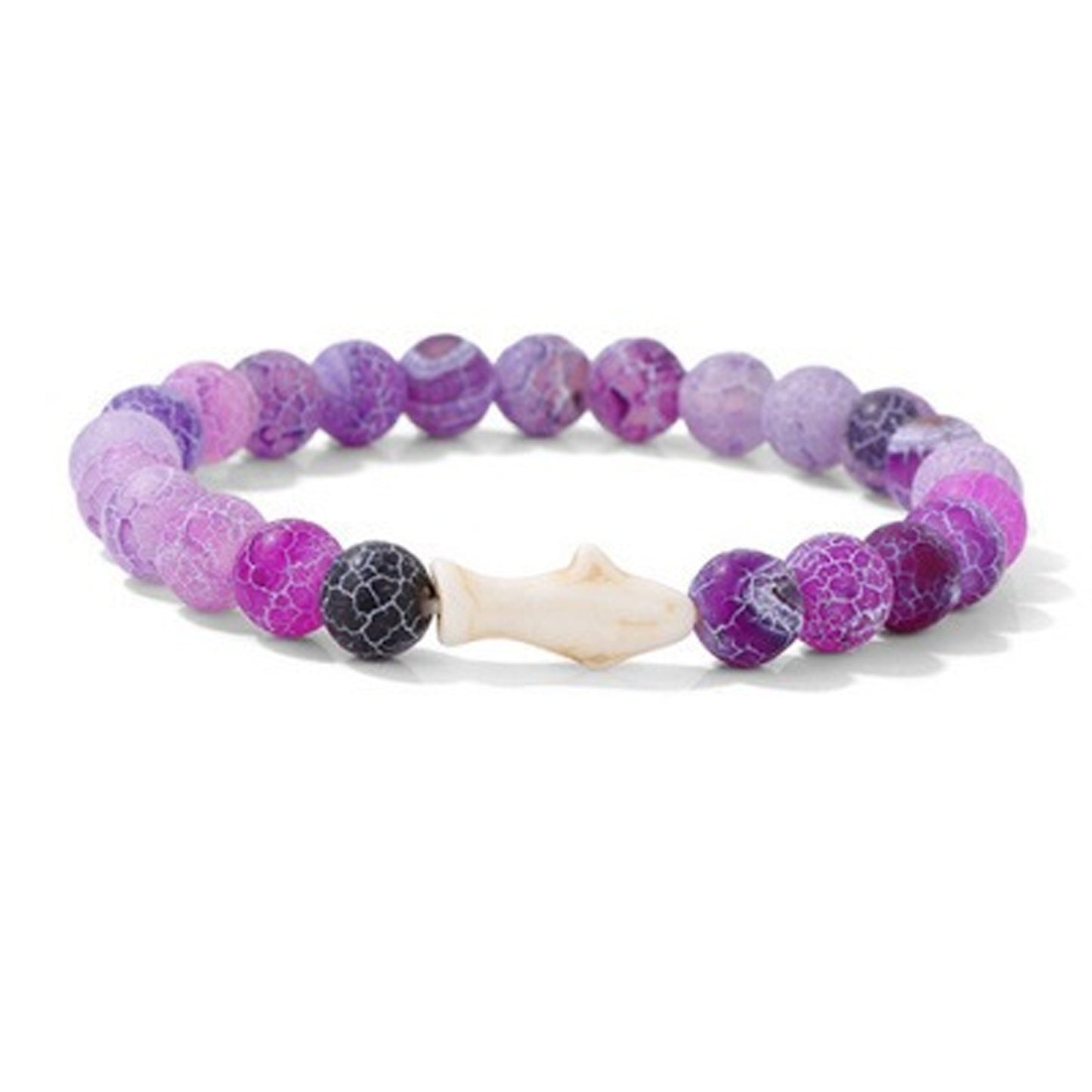 Minimalist Sweet Natural Turquoise Crystal Agate Animal Beaded Stretch Bracelet