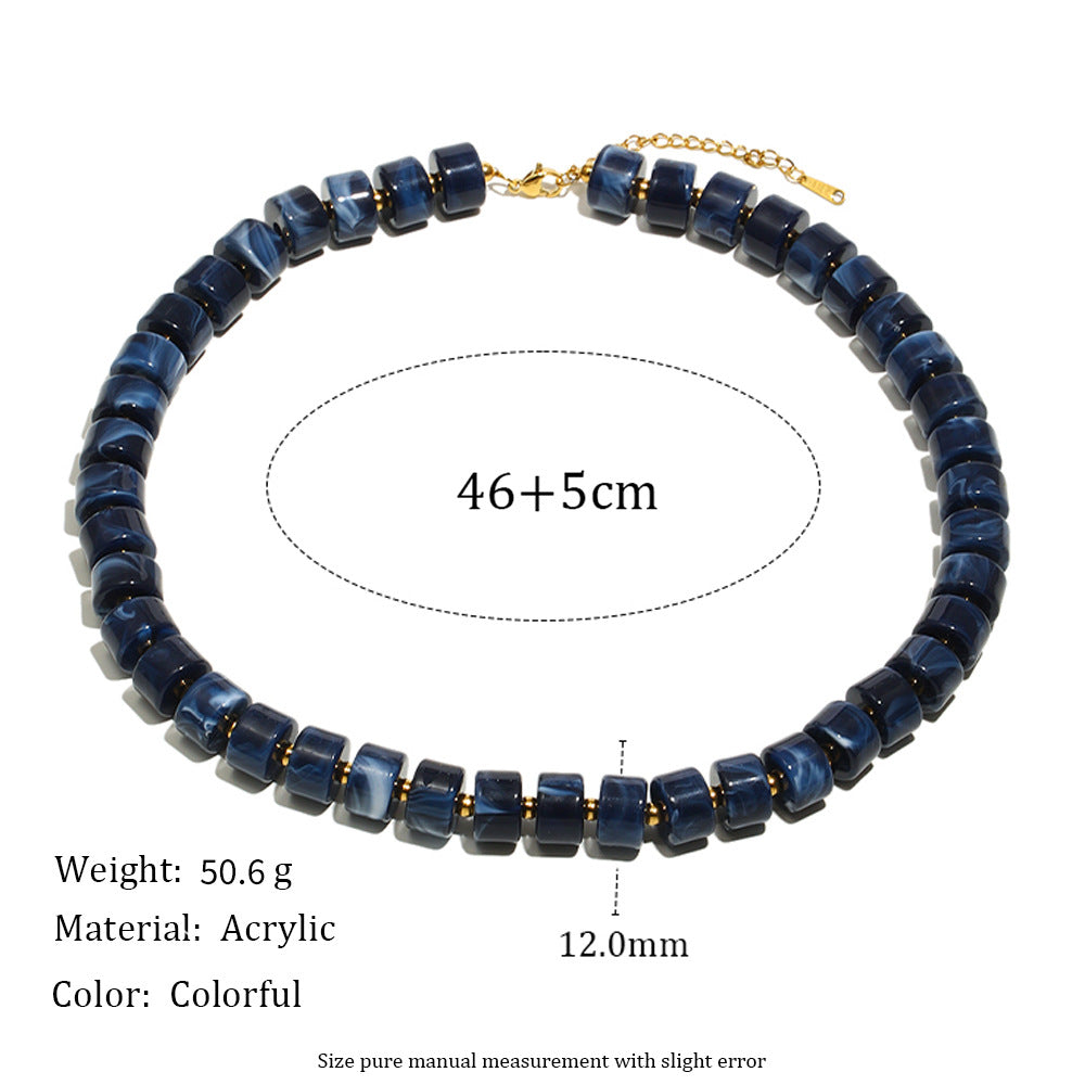 Collana cilindrica retrò minimalista in acrilico da donna con design geometrico e finitura ecologica