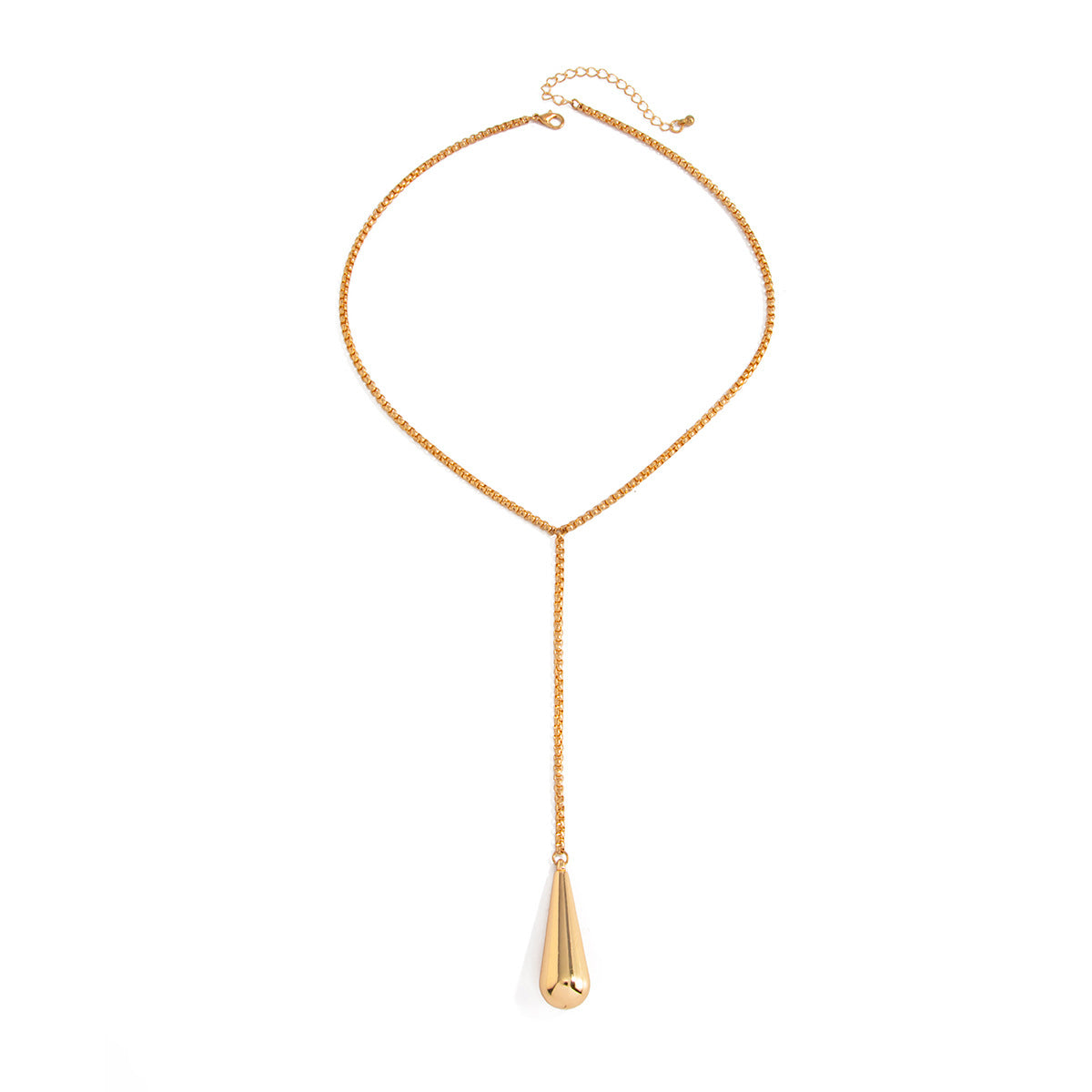 Minimalist Geometric Teardrop Pendant Plated Iron Necklace for Women