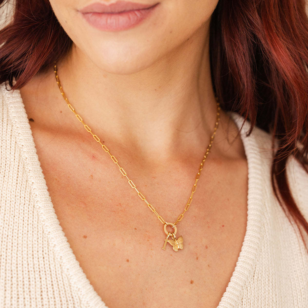 Lucky Angel 18K Gold Plated Square Number Titanium Steel Pendant Necklace for Women