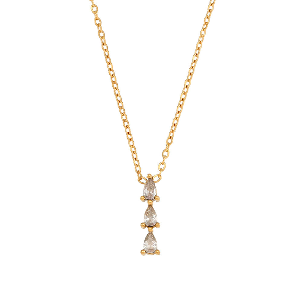 Collana con ciondolo a gemello in bambù placcata oro 18 carati in acciaio inossidabile, design geometrico e dettagli lineari, stile minimalista da donna