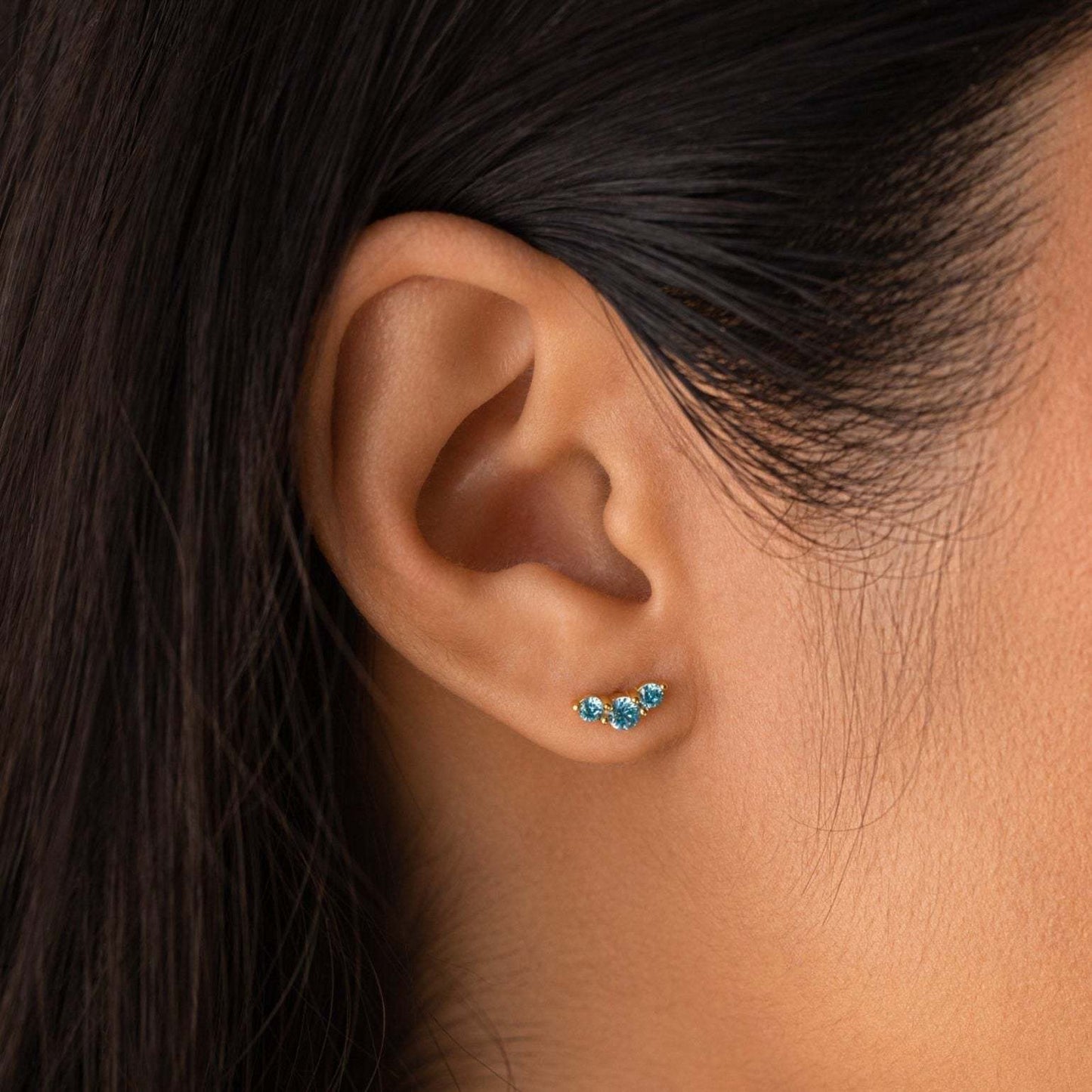 Orecchini a perno con pietra portafortuna geometrica in stile Fashion-Commuter, in rame con placcatura in vero oro e perni in argento sterling S925, da donna