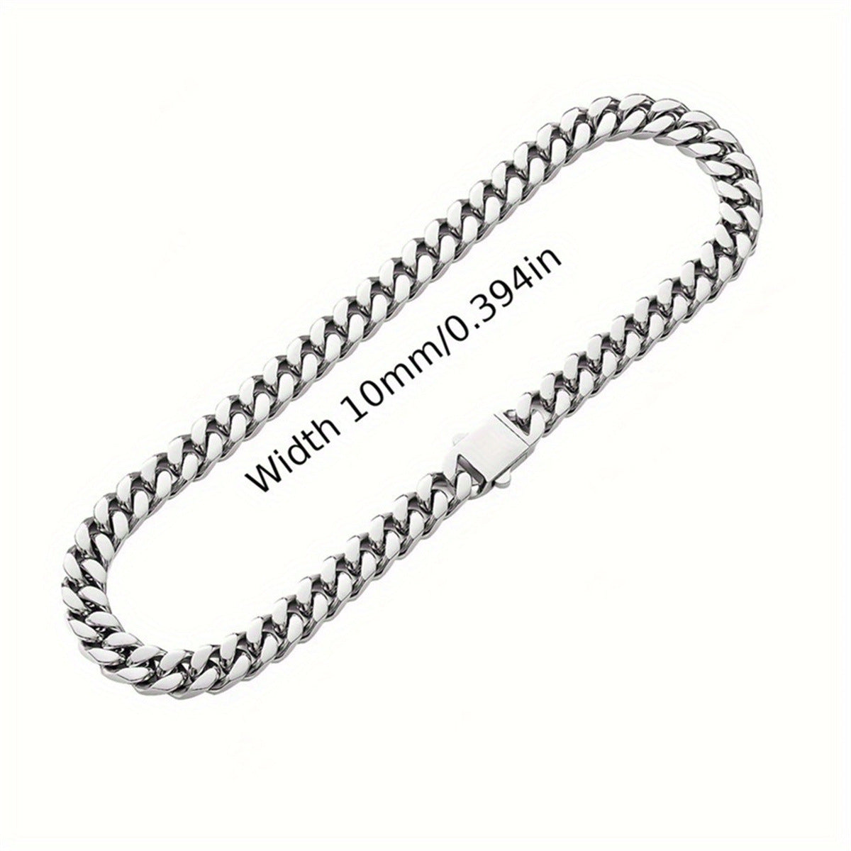 Collana da Uomo a Catena Cubana in Acciaio Inossidabile Lucido, a Forma Geometrica, Stile Hip Hop Robusto