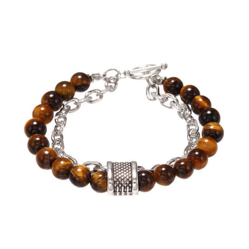Punk Streetwear Geometric Matte Polished Alloy Bracelet with Crystal Inlay for Men and Women
