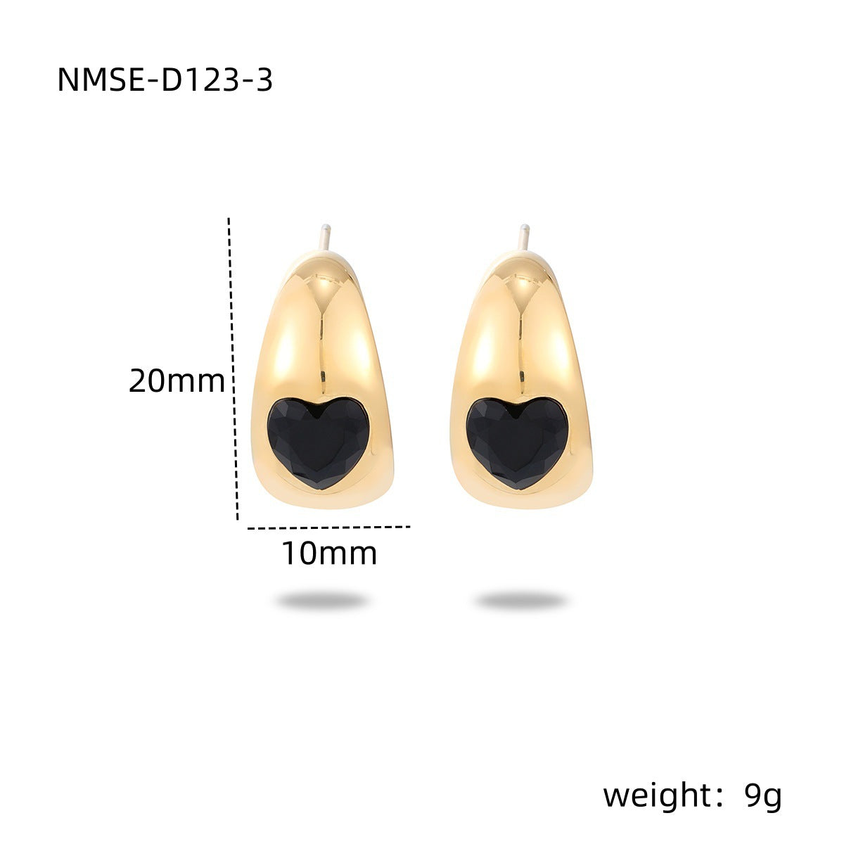 Orecchini a cerchio a forma di cuore in acciaio inossidabile placcato oro 18K con zirconi, stile vintage, da donna