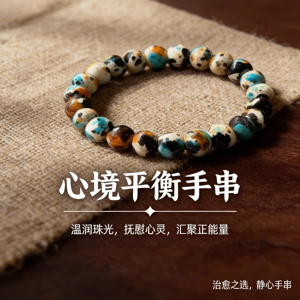 Natural Gemstone Geometric Round Beaded Bracelet Unisex