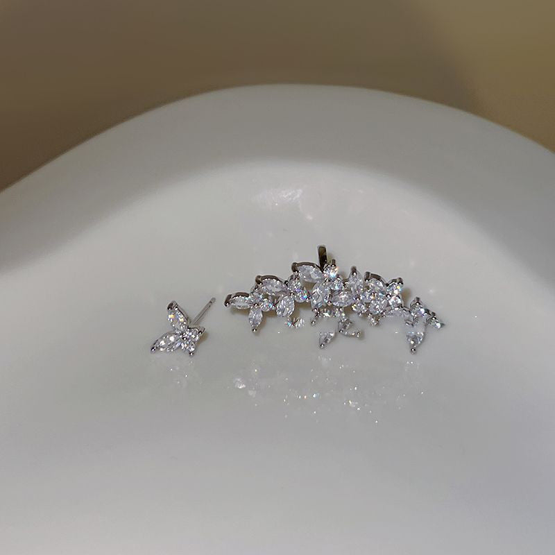 Eleganti Orecchini a Farfalla con Zirconi Intarsiati in Rame con Perni in Acciaio Inossidabile per Donna