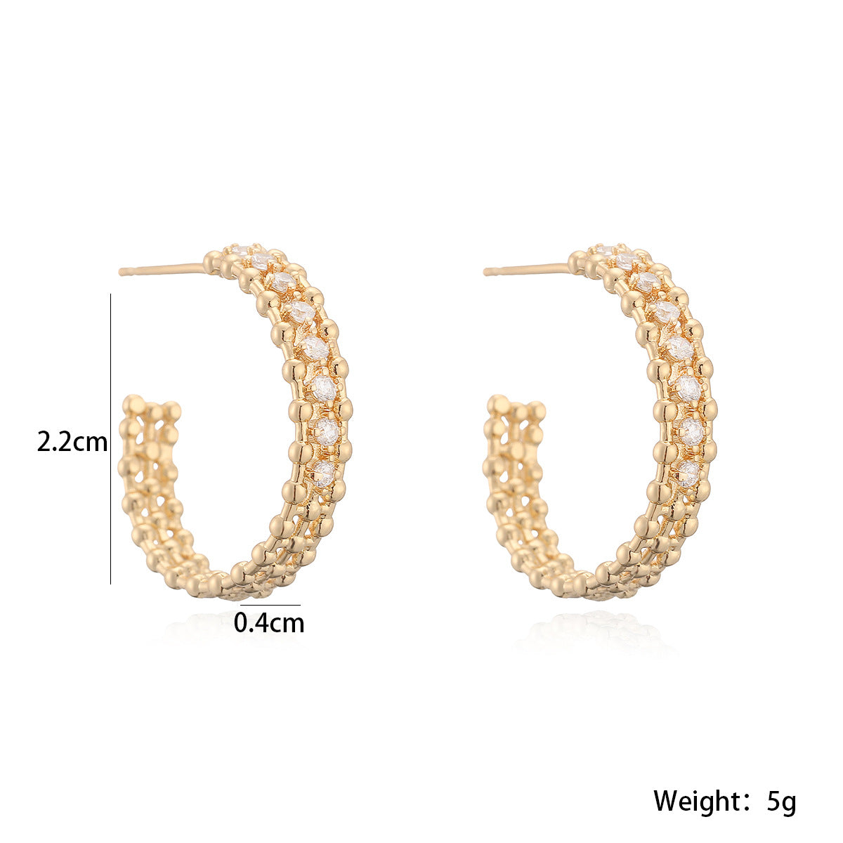 Luxury Vintage Geometric Gold Plated Brass Hoop Earrings with Cubic Zirconia for Women