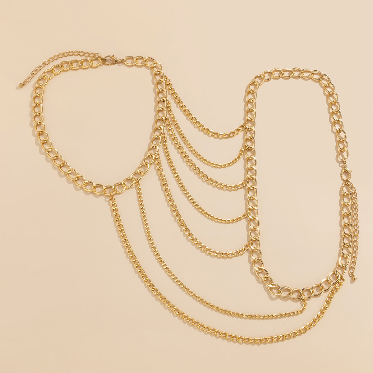 Punk Minimalist Geometric Aluminum Alloy Plated Body Chain for Women