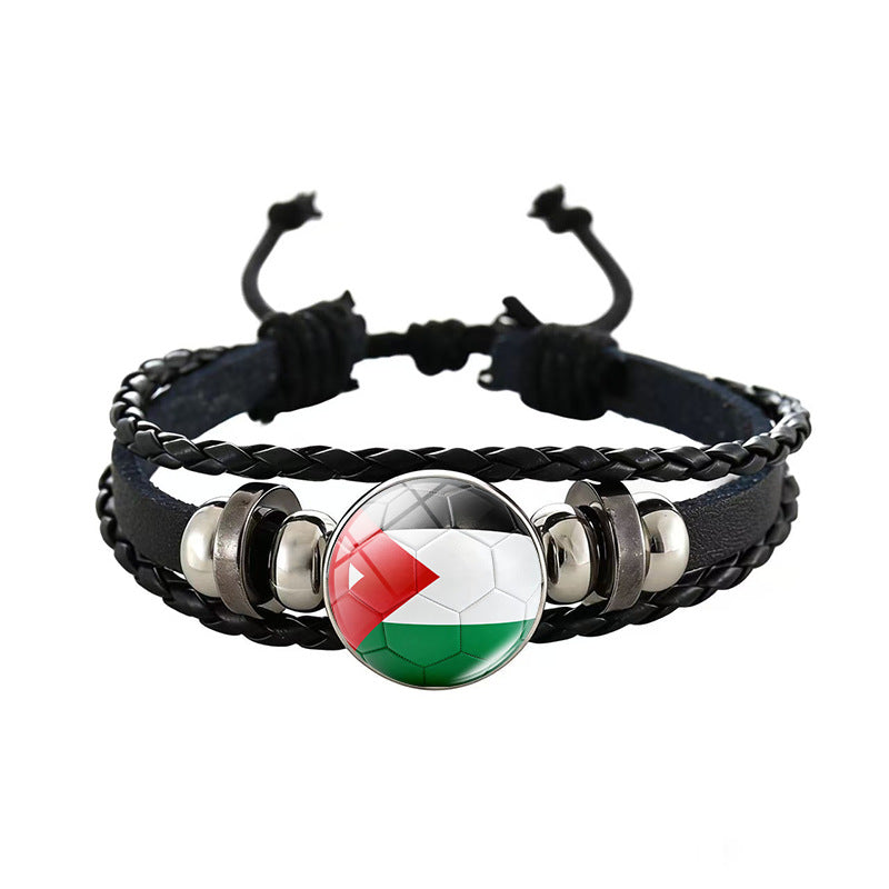Unisex Geometric Round Braided Leather Bracelet Adjustable Handmade Wristband