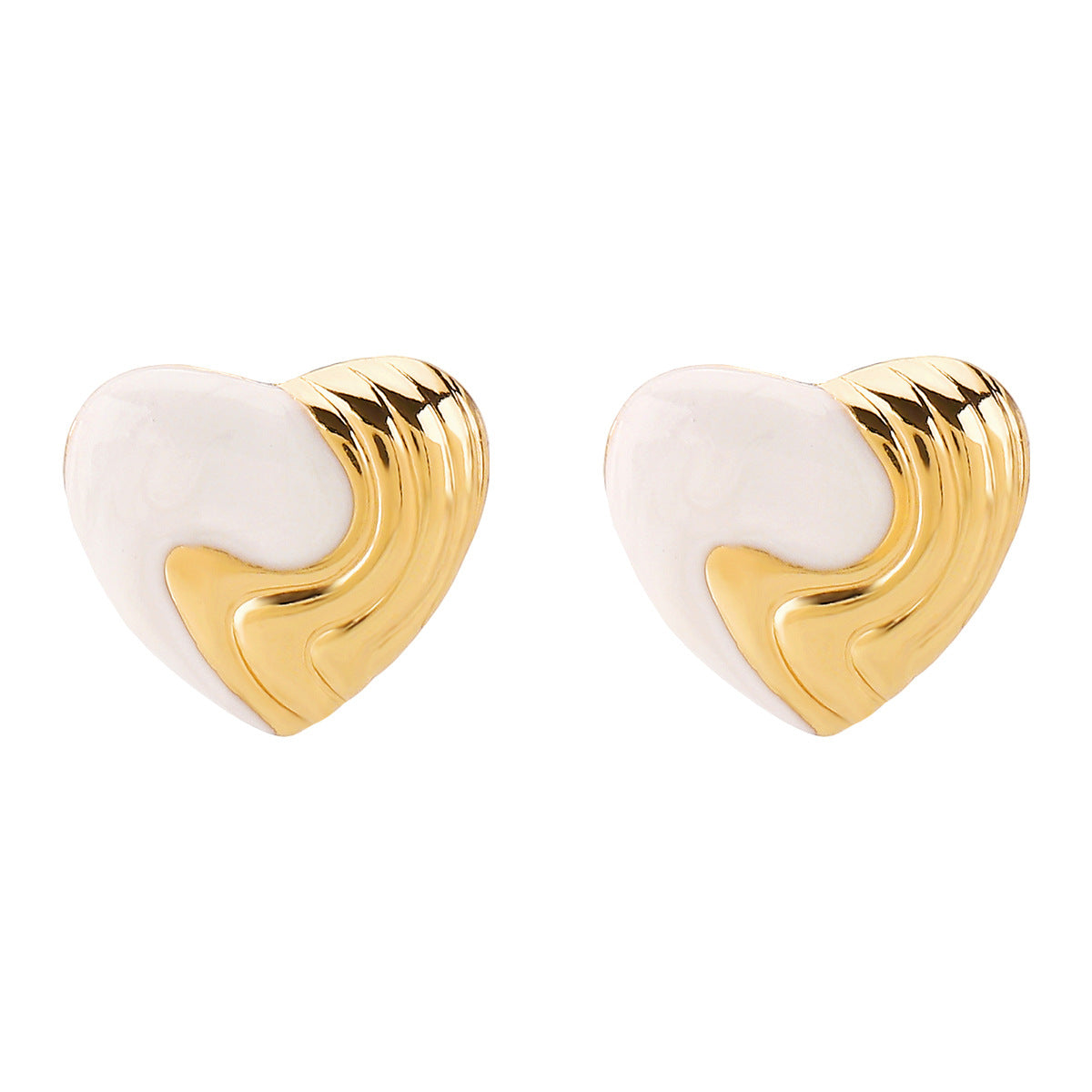 Sweet Minimalist Heart-Shaped Stainless Steel Earrings with Enamel Finish in Multi-Color Accents