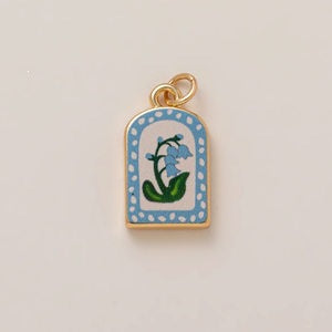Minimalist Luxury Heart Shaped 18K Gold Plated Brass Pendant with Fruit and Floral Motifs