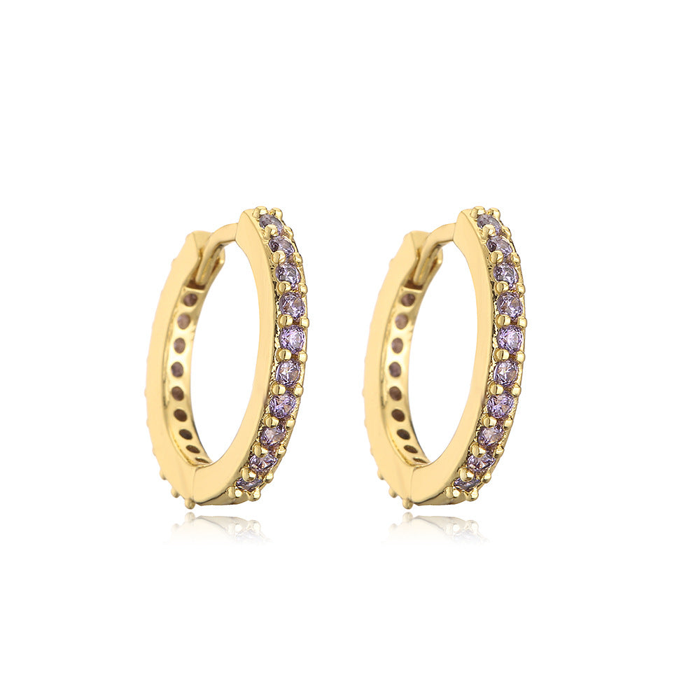 Minimalist Geometric Hoop Earrings for Women in Copper with Micro-Pave Setting