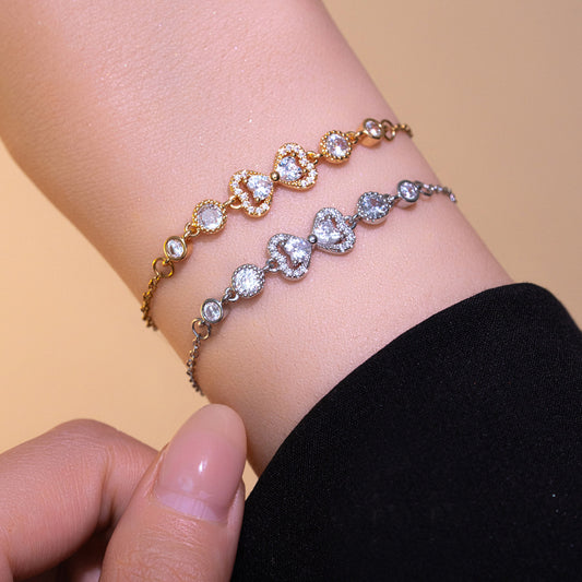 Elegante Bracciale a Forma di Fiocco in Acciaio al Titanio con Intarsio in Zircone Regolabile per Donne Accessorio di Moda di Lusso