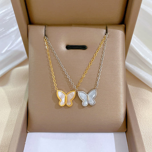Collana con colletto a farfalla geometrica minimalista in acciaio al titanio placcato, unisex